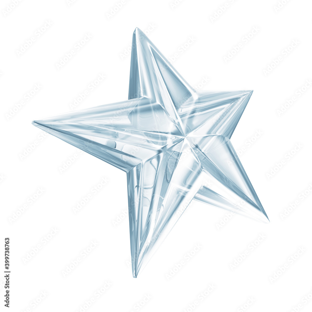 Blue Glass Star Symbol isolated on white background Blue Glass Star Symbol isolated on white background