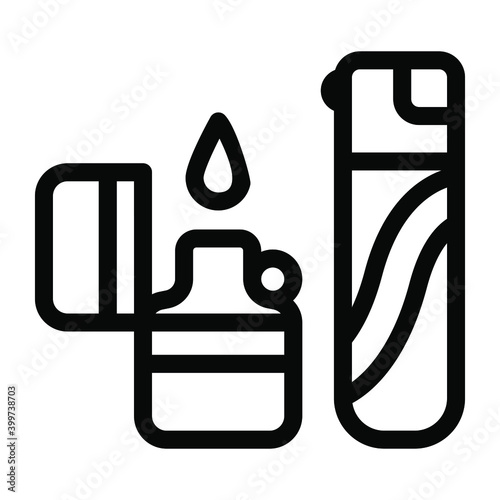 
Camping pocket fire equipment, solid icon of lighter 
