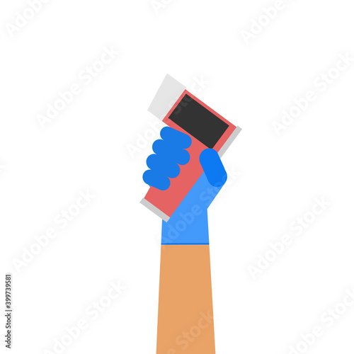 A digital thermometer held by hand of healthcare provider.