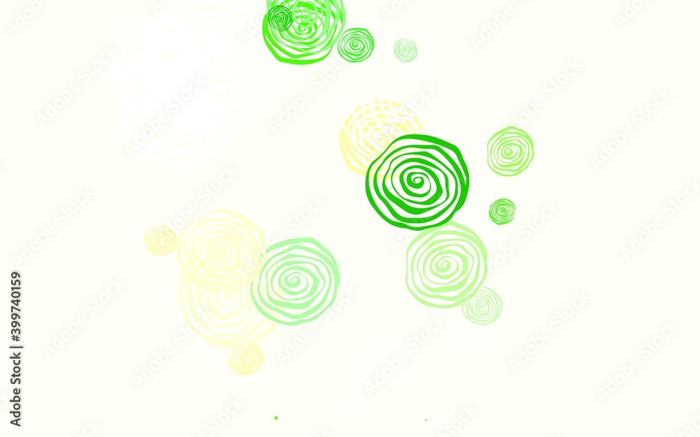 Light Green, Red vector doodle pattern with roses.