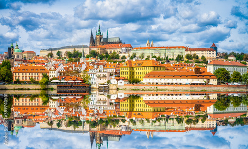 Panorama of old town of Prague with the famous Prague's castle, Czech Republic