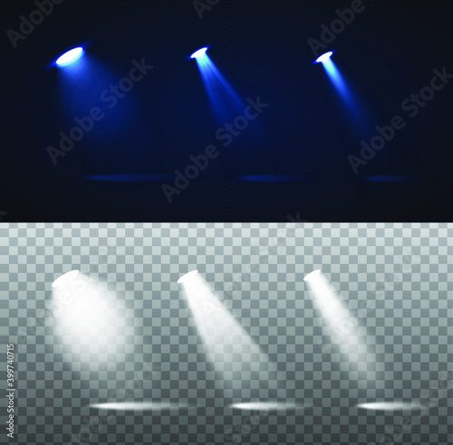 Set of High Quality Realistic Sportlight for your Design . Isolated Vector Elements