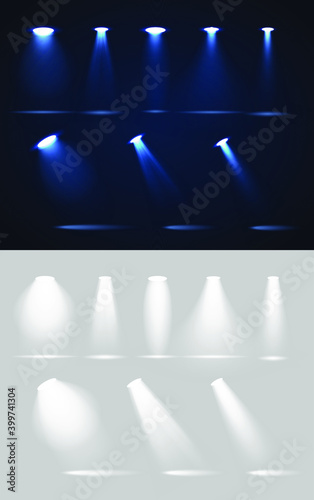 Set of High Quality Realistic Sportlight for your Design . Isolated Vector Elements