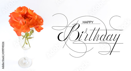 postcard , Internet banner , flat lay with a birthday greeting, with the inscription - happy birthday
