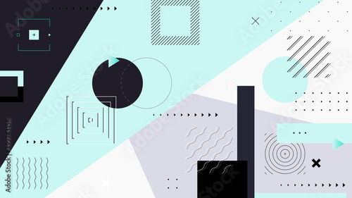 Dark vector geometric backround. Abstract design styled vintage trends 80-s. Minimalistic background