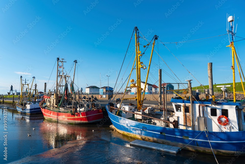 Shrimp boats in the old fishing port of Dorum