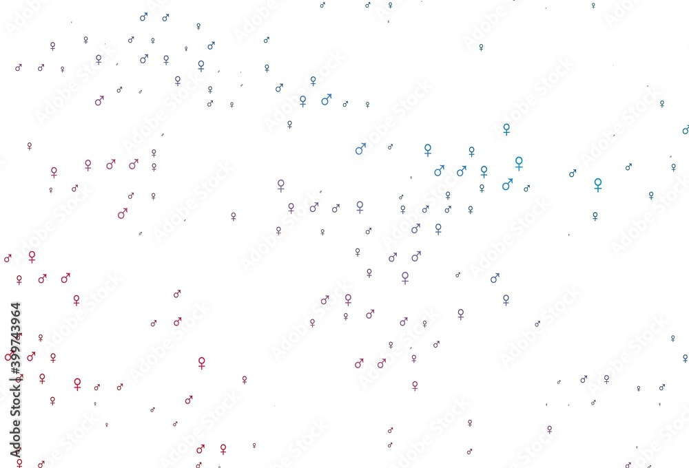 Light blue, red vector texture with male, female icons.