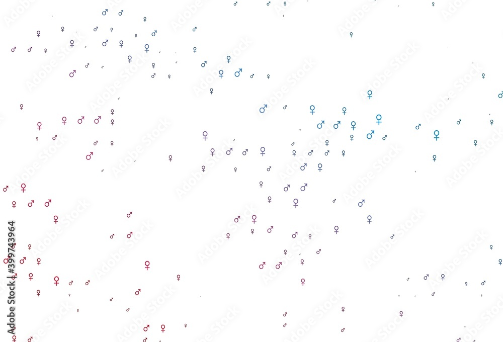 Light blue, red vector texture with male, female icons. Light blue, red vector texture with male, female icons.