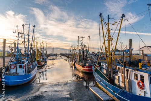 Fotografie Shrimp boats in the old fishing port of Dorum