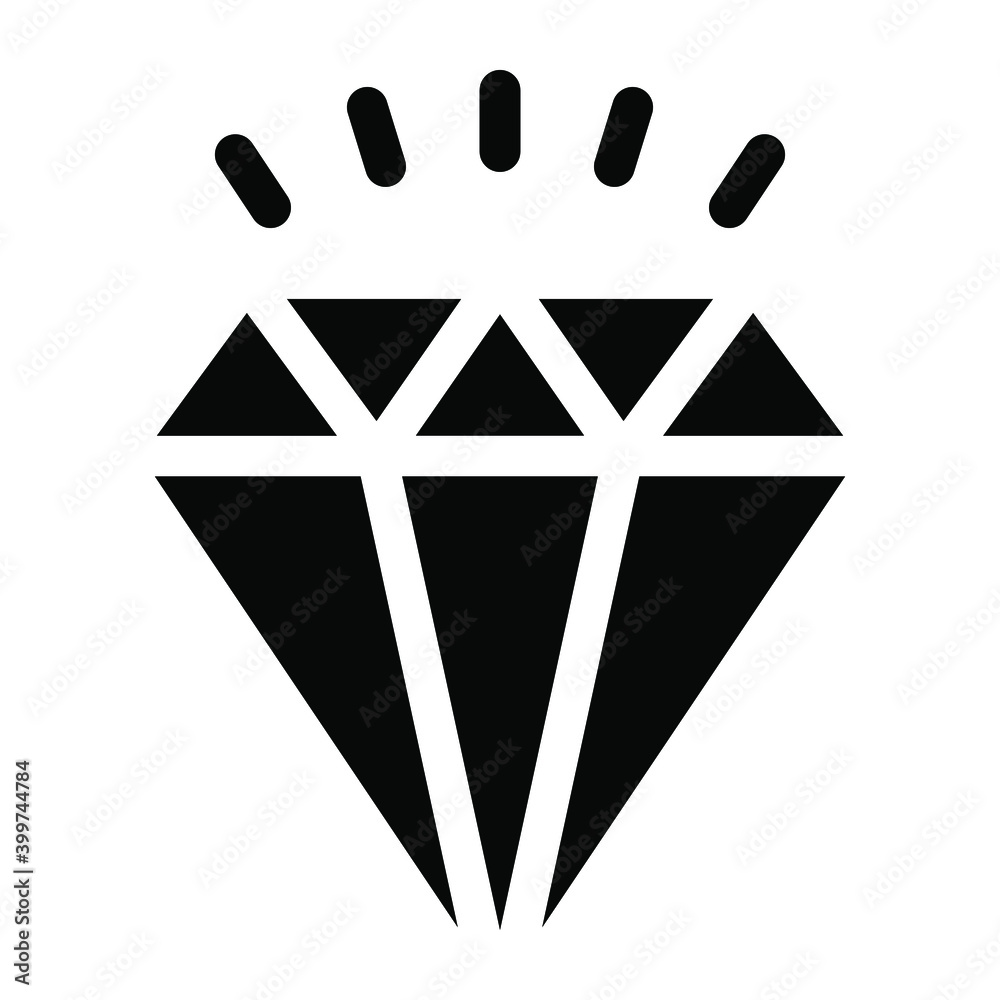 
Precious stone, solid icon of diamond 
