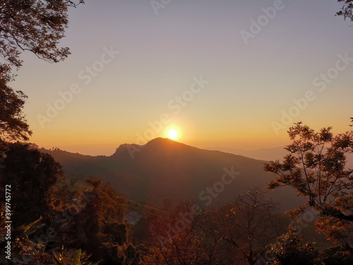 Landscape sunset in the mountains