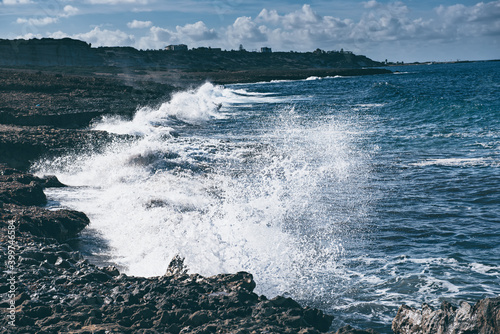 Sea splashing on rocks