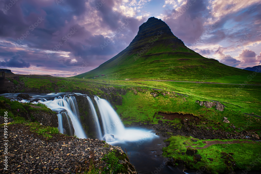 Kirkjufell mountain and waterfall Kirkjufell mountain and waterfall