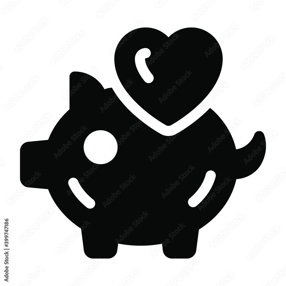 Piggy money box with heart, trendy solid icon of love savings
Piggy money box with heart, trendy solid icon of love savings