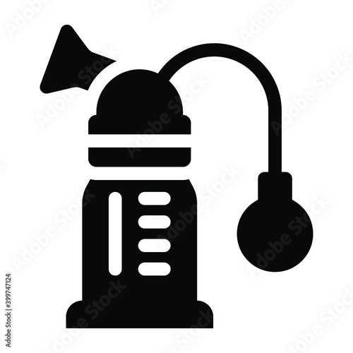 
Milk collection jar with breast pump, solid icon of suction bottle 
