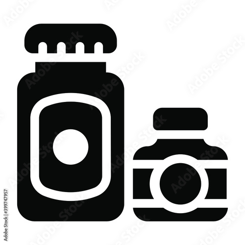 
Supplements jars glyph icon, energy pills 
