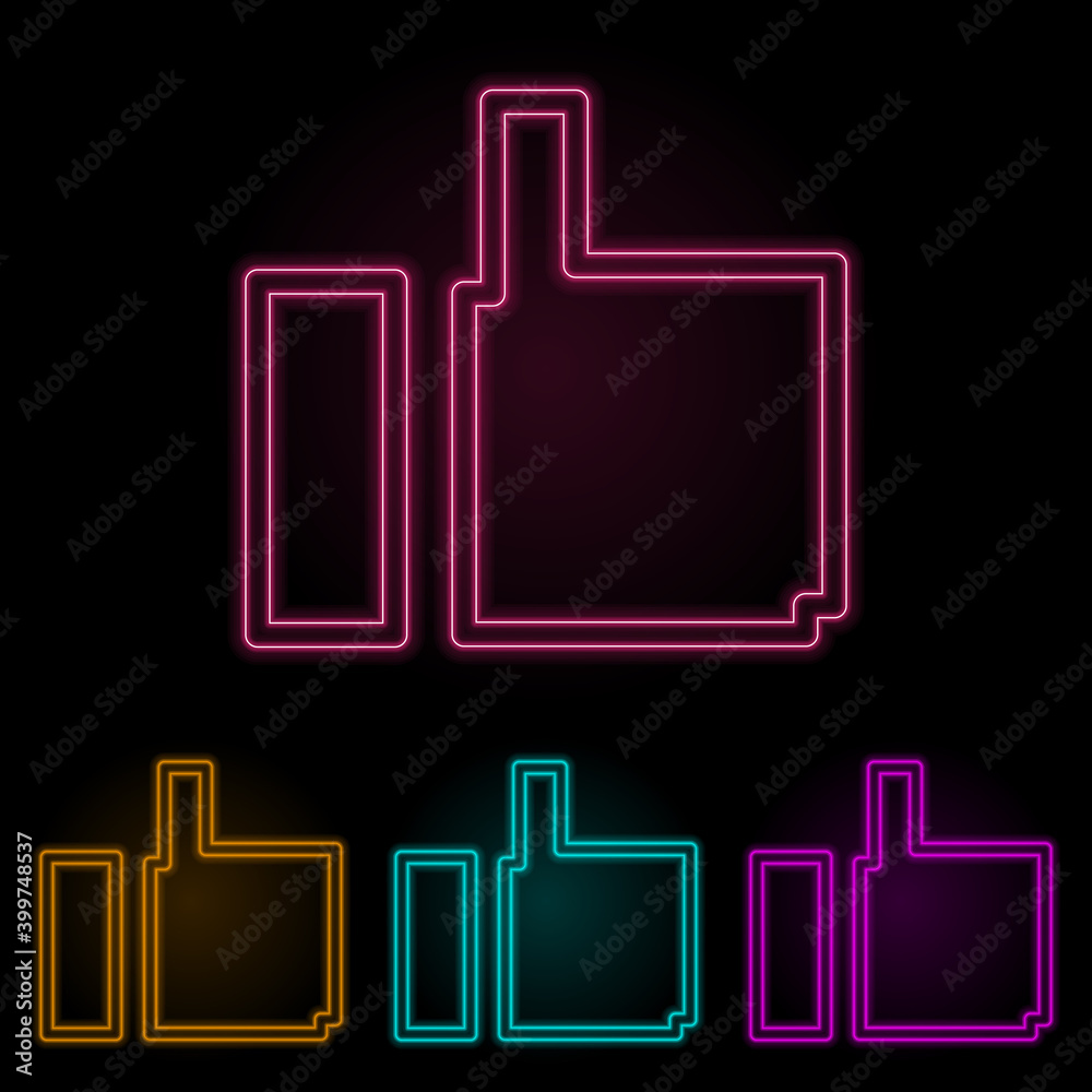 excellent mark color neon set. Simple thin line, outline vector of web icons for ui and ux, website or mobile application excellent mark color neon set. Simple thin line, outline vector of web icons for ui and ux, website or mobile application