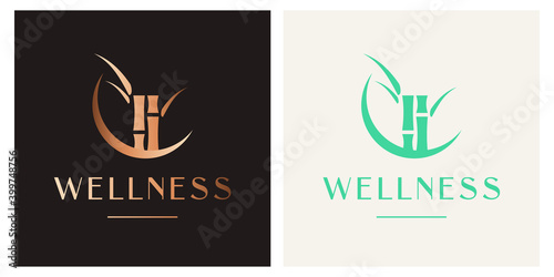 Wellness yoga bamboo with crescent logo