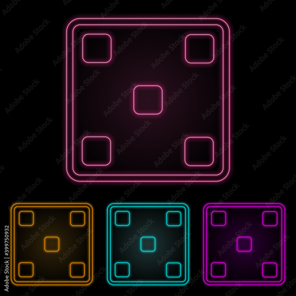 playing halls five color neon set. Simple thin line, outline vector of web icons for ui and ux, website or mobile application
