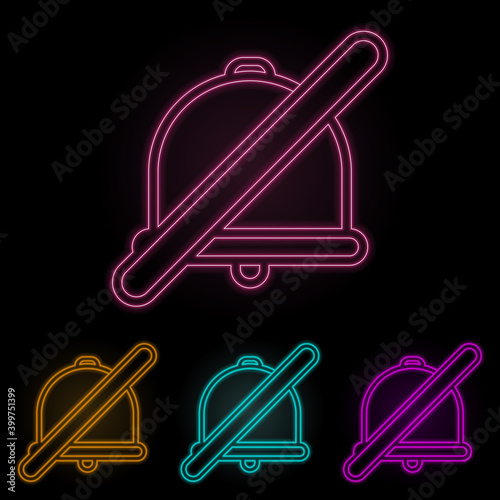 no sound color neon set. Simple thin line, outline vector of web icons for ui and ux, website or mobile application