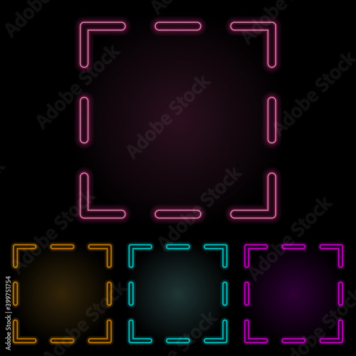 selection mark color neon set. Simple thin line, outline vector of web icons for ui and ux, website or mobile application