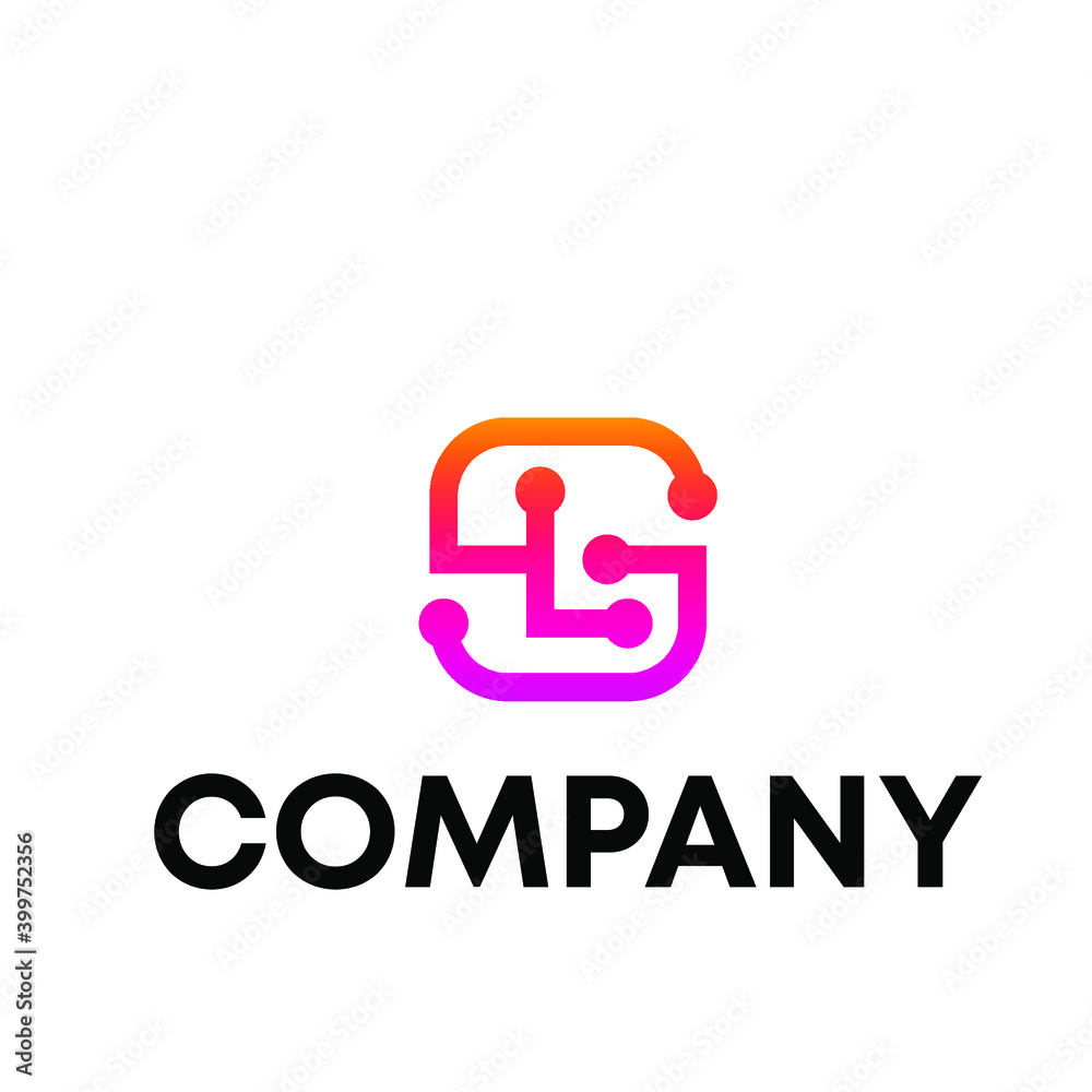 letter SL with circuit logo