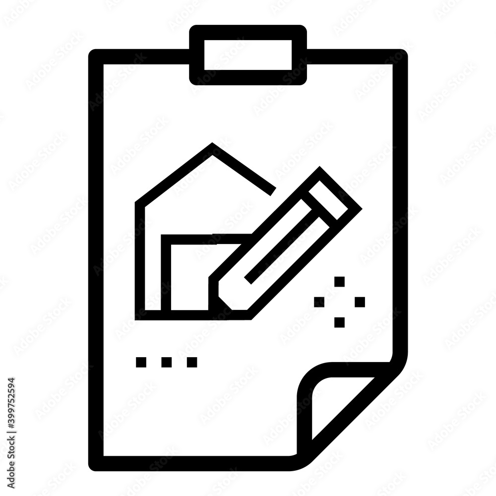 Architecture House Pencil Design Plan Flat Icon Isolated On White Background Architecture House Pencil Design Plan Flat Icon Isolated On White Background