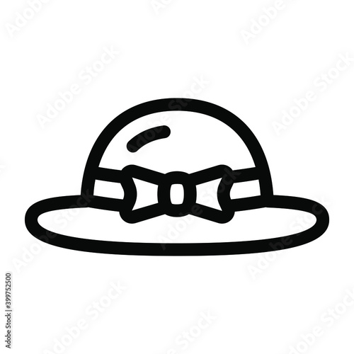  Bow decor female hat icon, editable vector 