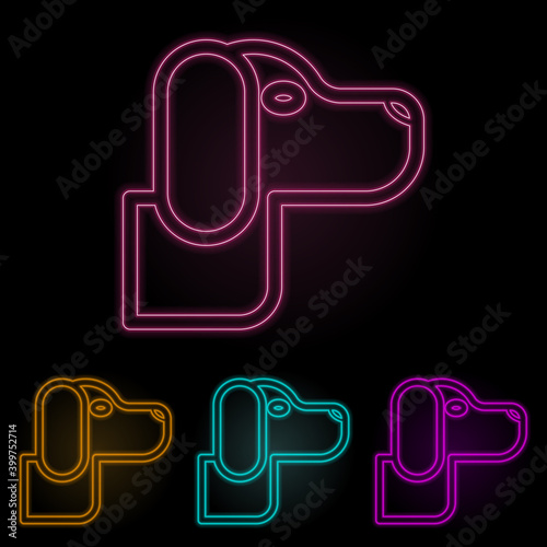dog color neon set. Simple thin line, outline vector of web icons for ui and ux, website or mobile application