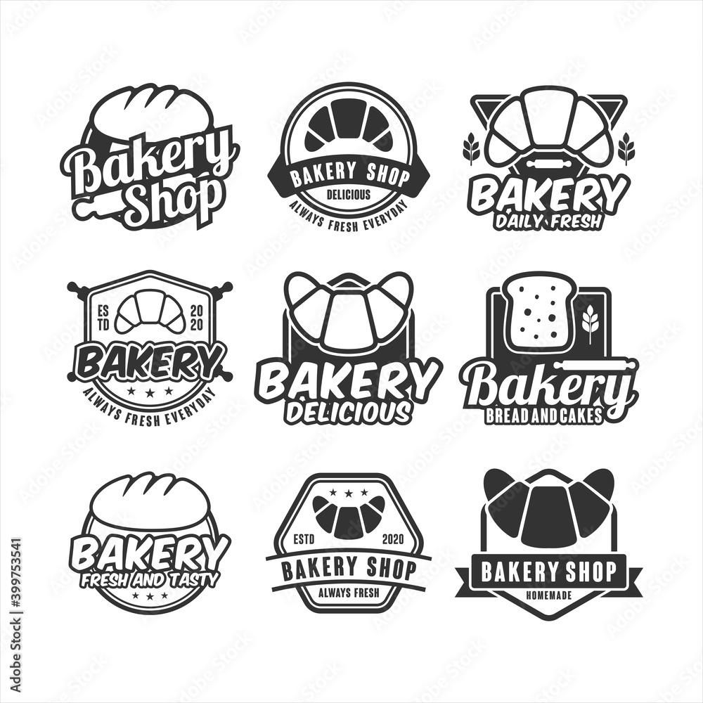 Bakery shop badge vector design collection