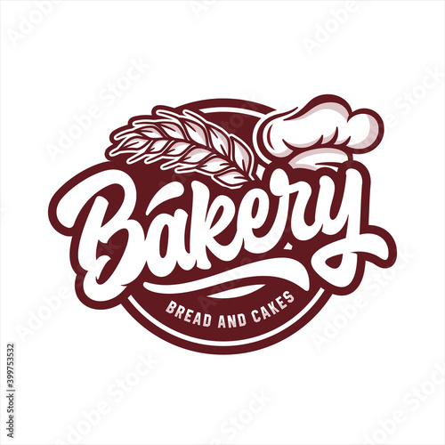 Bakery bread and cakes vector design logo