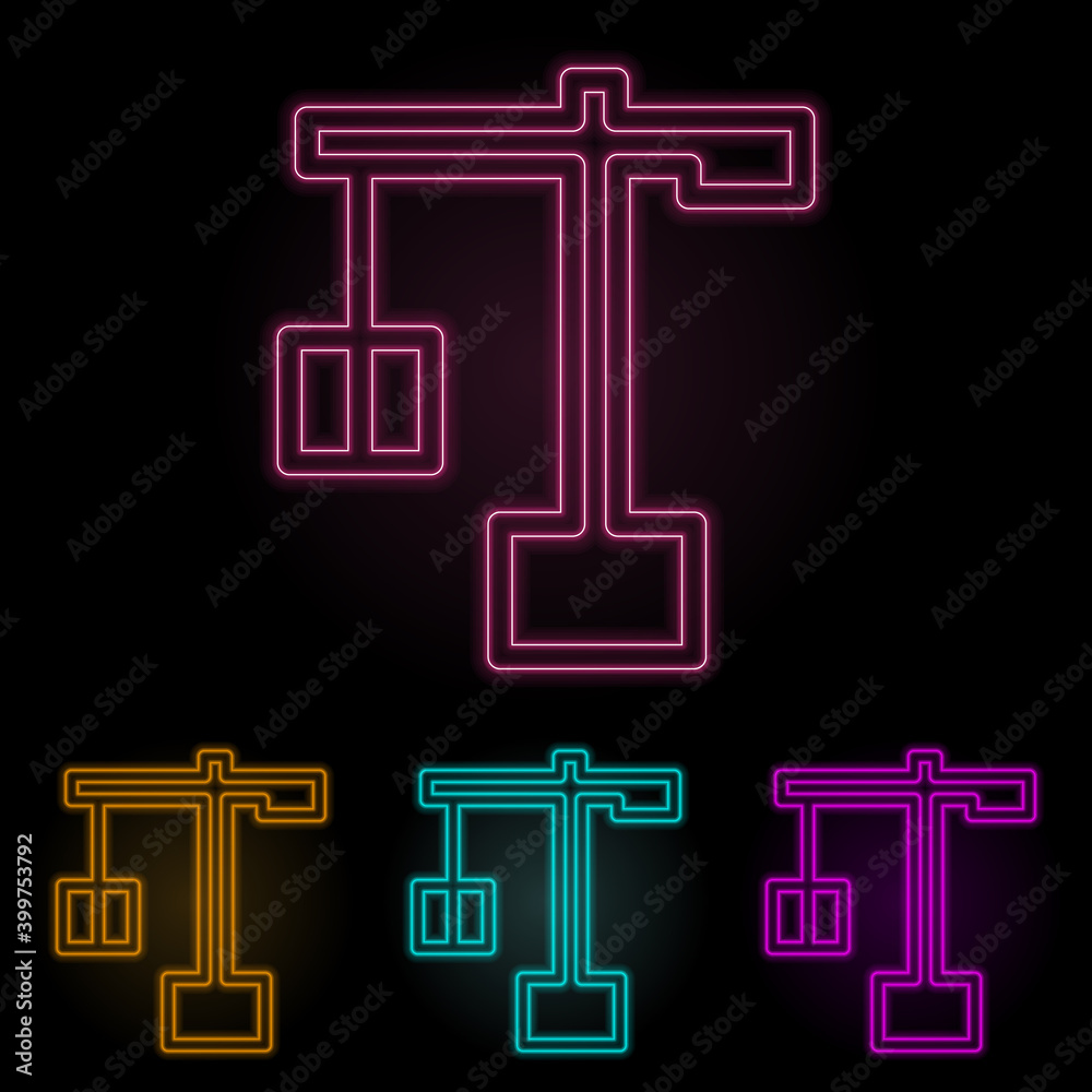 loading crane color neon set. Simple thin line, outline vector of web icons for ui and ux, website or mobile application loading crane color neon set. Simple thin line, outline vector of web icons for ui and ux, website or mobile application
