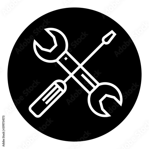 Construction Design Screwdriver Wrench Flat Icon Isolated On White Background