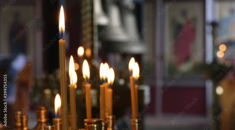 Thin Beeswax Candles Lit A Christian Church
Thin Beeswax Candles Lit A Christian Church