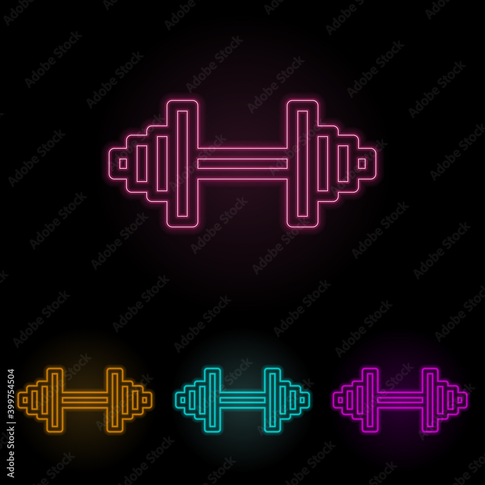 barbell color neon set. Simple thin line, outline vector of web icons for ui and ux, website or mobile application barbell color neon set. Simple thin line, outline vector of web icons for ui and ux, website or mobile application