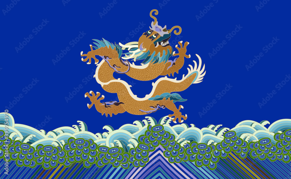 Vector illustration of Chinese traditional dragon pattern