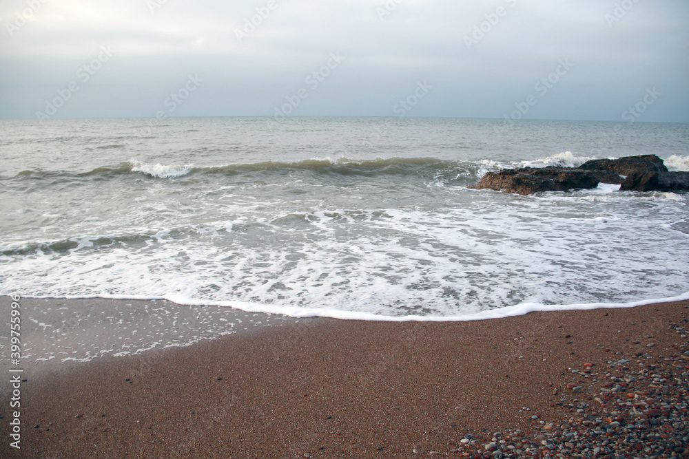 empty Baltic sea beach at wintertime