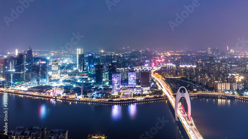 Aerial photography of modern Chinese urban architecture landscape night view © 昊 周