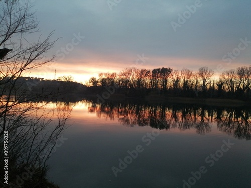 sunset over the river