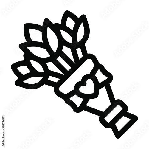 
Beautiful icon of bouquet in solid style, bunch of flowers 

