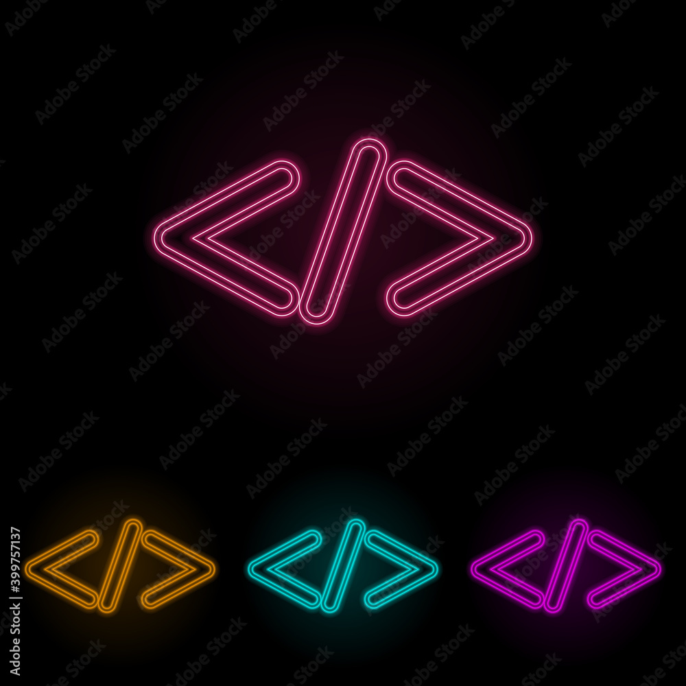 the sign is smaller color neon set. Simple thin line, outline vector of web icons for ui and ux, website or mobile application