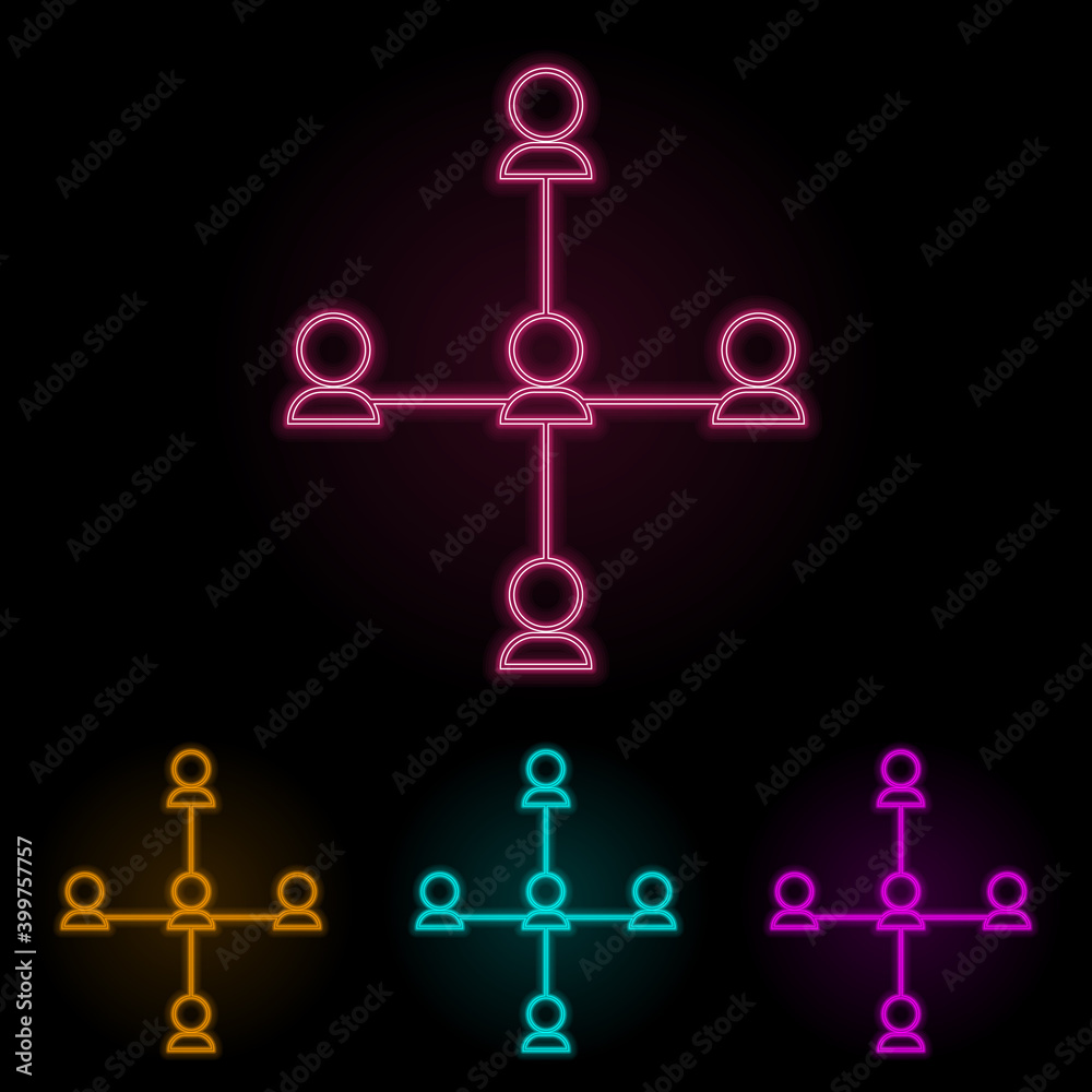 communication of staff color neon set. Simple thin line, outline vector of web icons for ui and ux, website or mobile application communication of staff color neon set. Simple thin line, outline vector of web icons for ui and ux, website or mobile application