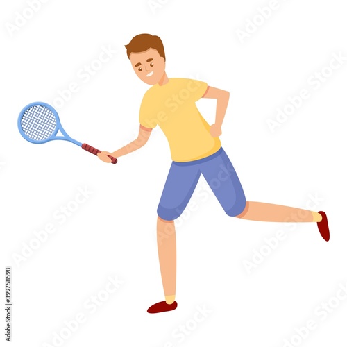 Blow with tennis racket icon. Cartoon of blow with tennis racket vector icon for web design isolated on white background © nsit0108