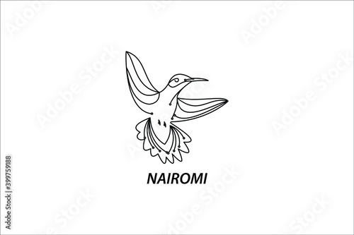 illustration of a nairomi bird logo in black outline style