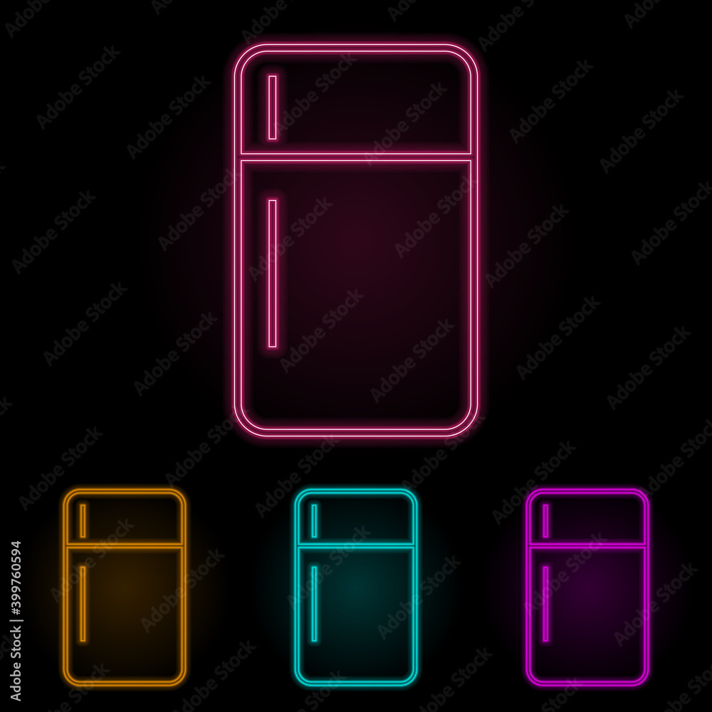 fridge color neon set. Simple thin line, outline vector of web icons for ui and ux, website or mobile application fridge color neon set. Simple thin line, outline vector of web icons for ui and ux, website or mobile application