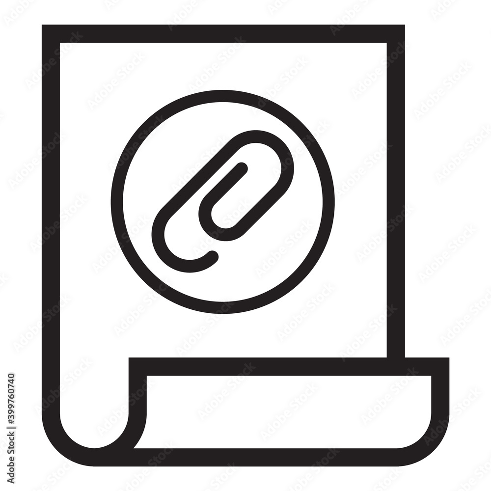 File Paper Clip Attach Document Flat Icon Isolated On White Background