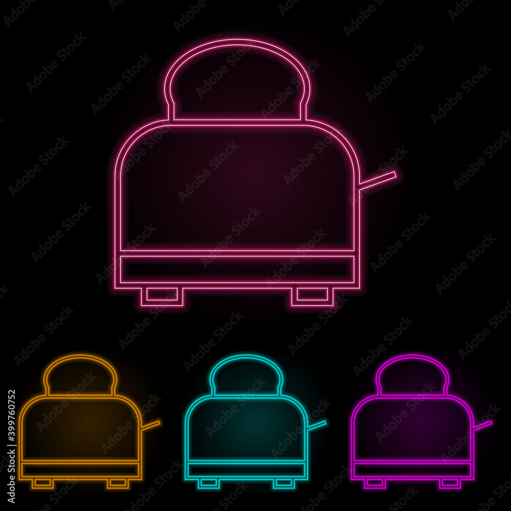 toaster color neon set. Simple thin line, outline vector of web icons for ui and ux, website or mobile application