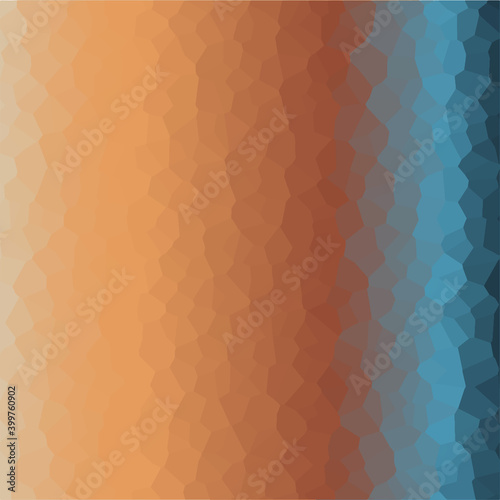 Brown and blue gradient background. Colorful background. Crystal pattern wallpaper. Polygon background. Vector picture.