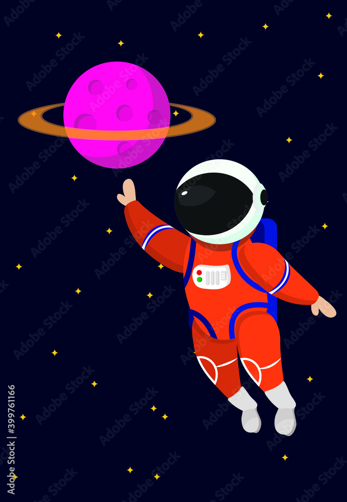 Naklejka premium Children's astronauts. Little astronauts in different poses.