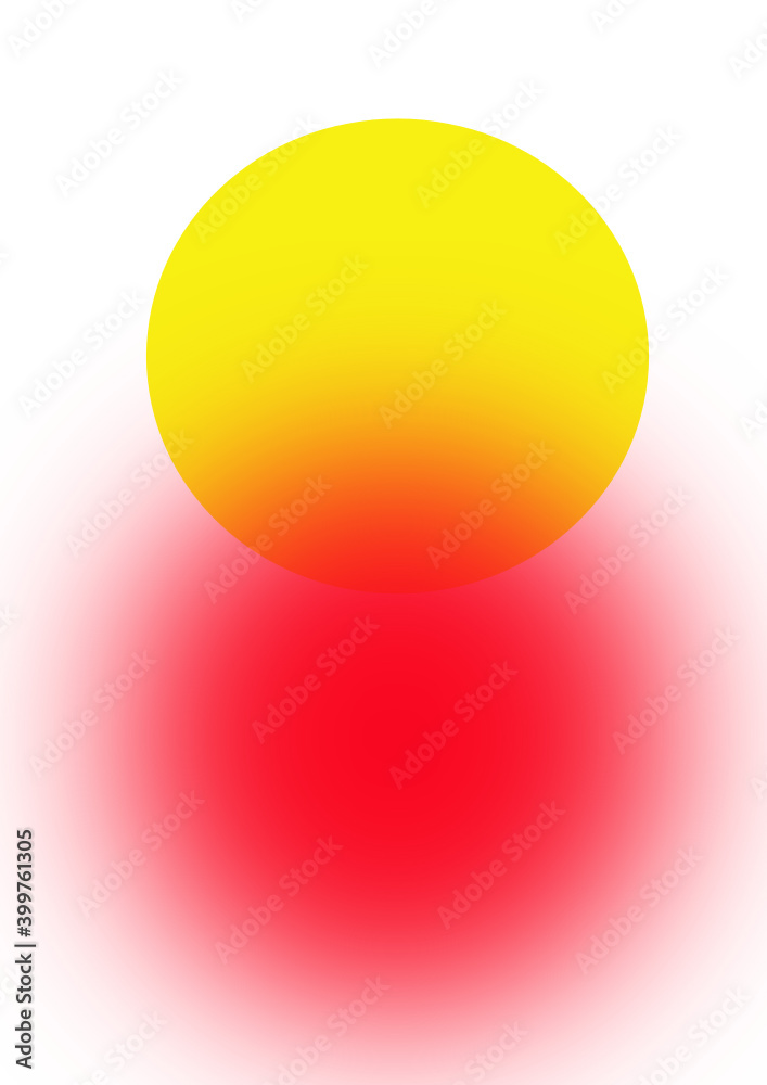 Roter und gelber Kreis übereinander, verschwommen Roter und gelber Kreis übereinander, verschwommen